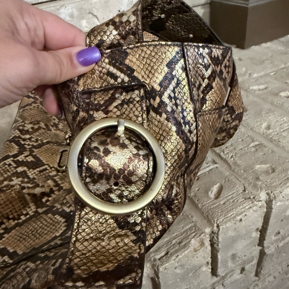HOBO Render - Gold and Brown Snakeskin Hobo Bag - Picture 2 of 16